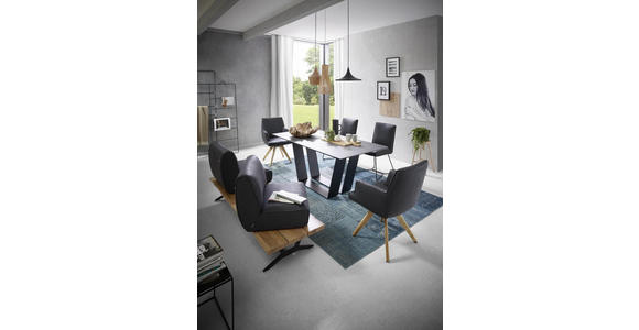 SITZBANK 190/85/69 cm  in Anthrazit, Schwarz, Eichefarben  - Eichefarben/Anthrazit, Design, Leder/Holz (190/85/69cm) - Ambiente