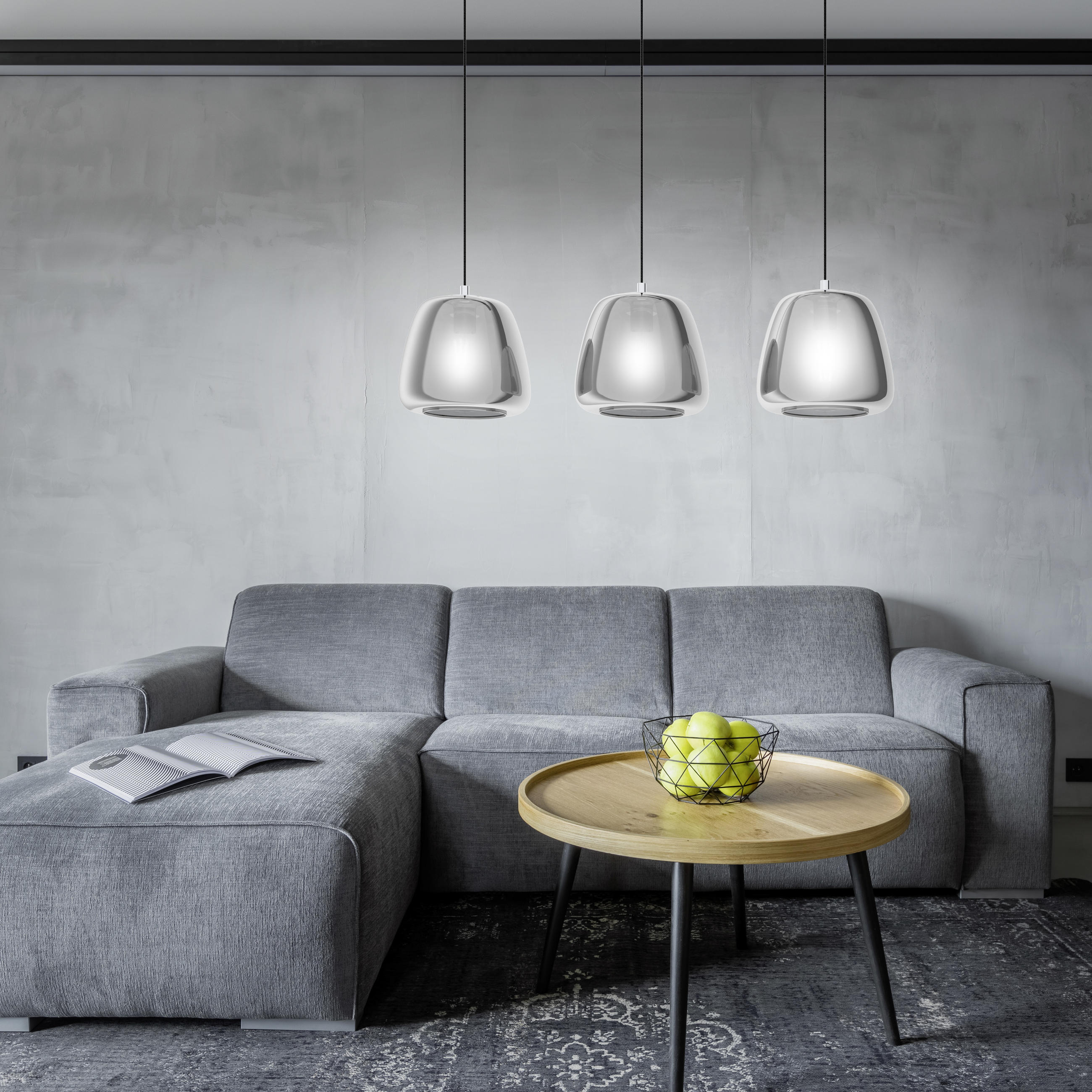 HÄNGELEUCHTE 87/16,5/150 cm   - Chromfarben/Silberfarben, Design, Glas/Metall (87/16,5/150cm) - Eglo