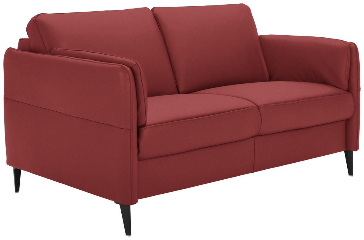 2,5-SITZER in Echtleder Bordeaux  - Bordeaux/Schwarz, Design, Leder/Metall (164/84/99cm) - Dieter Knoll