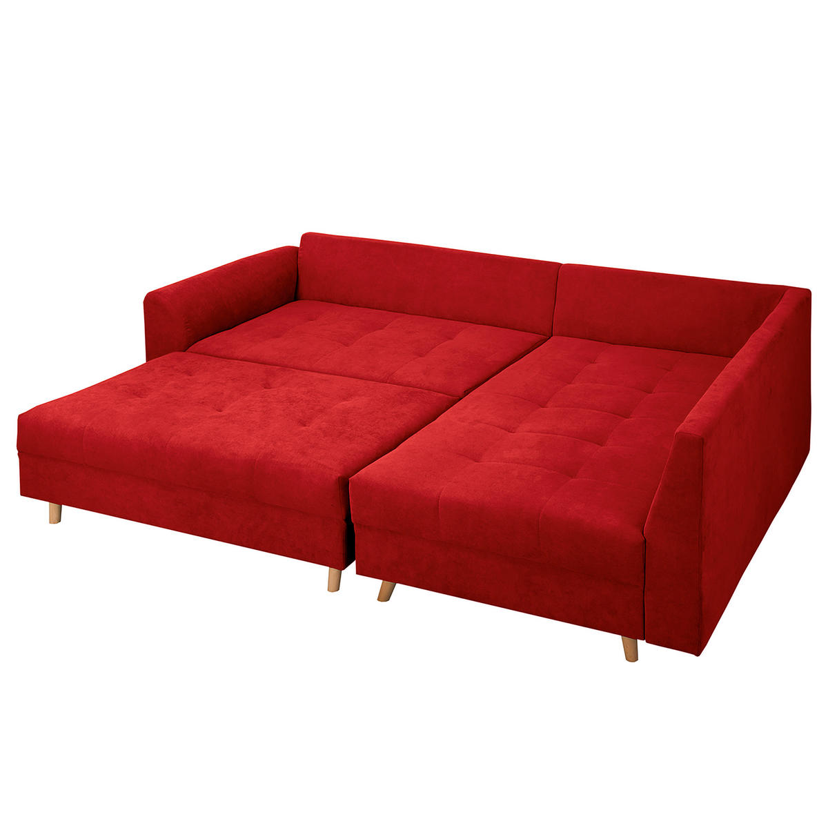 ECKSOFA inkl. Hocker Ariella in Mikrofaser Rot  161/231 cm  - Rot/Naturfarben, Design, Holz/Textil (161/231cm) - Livetastic