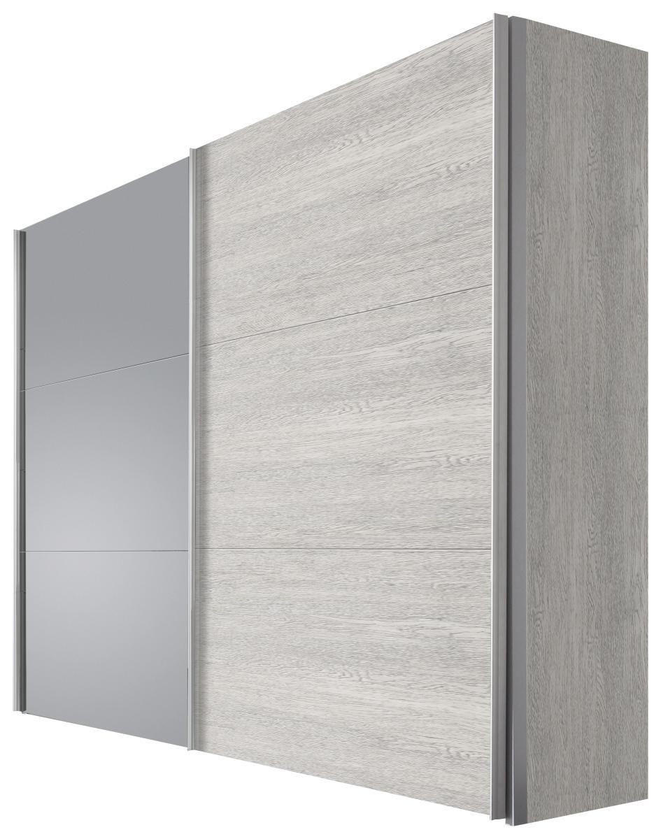 SCHWEBETÜRENSCHRANK 200/216/68 cm 2-türig - Eichefarben/Alufarben, Design, Glas/Holzwerkstoff (200/216/68cm) - Hom`in