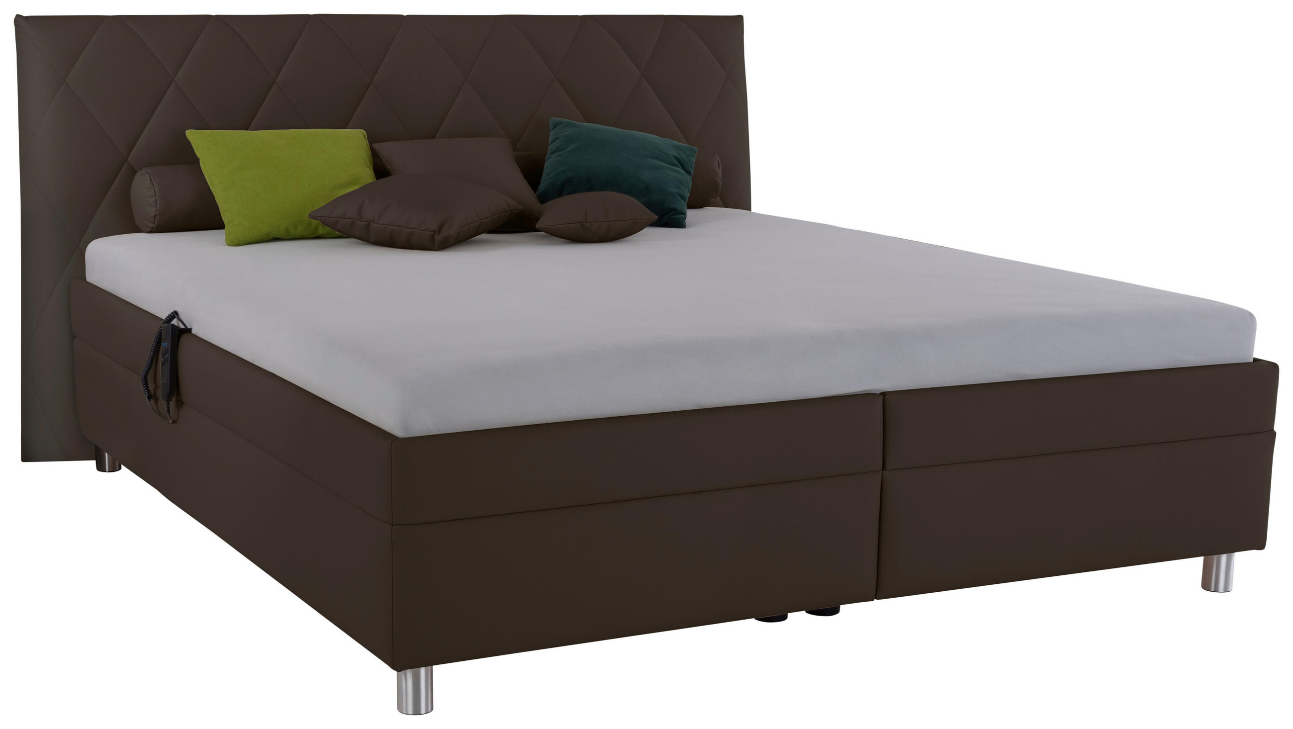 POLSTERBETT Matratze, gepolstertes Kopfteil, Lattenrost, Bettkasten 200/200 cm  in Braun  - Birkefarben/Silberfarben, KONVENTIONELL, Holz/Textil (200/200cm) - Esposa