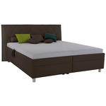 POLSTERBETT 200/200 cm,  in Braun, Matratze, gepolstertes Kopfteil, Lattenrost, Bettkasten, H2 = mittel, H3 = fest  - Birkefarben/Silberfarben, KONVENTIONELL, Holz/Textil (200/200cm) - Esposa