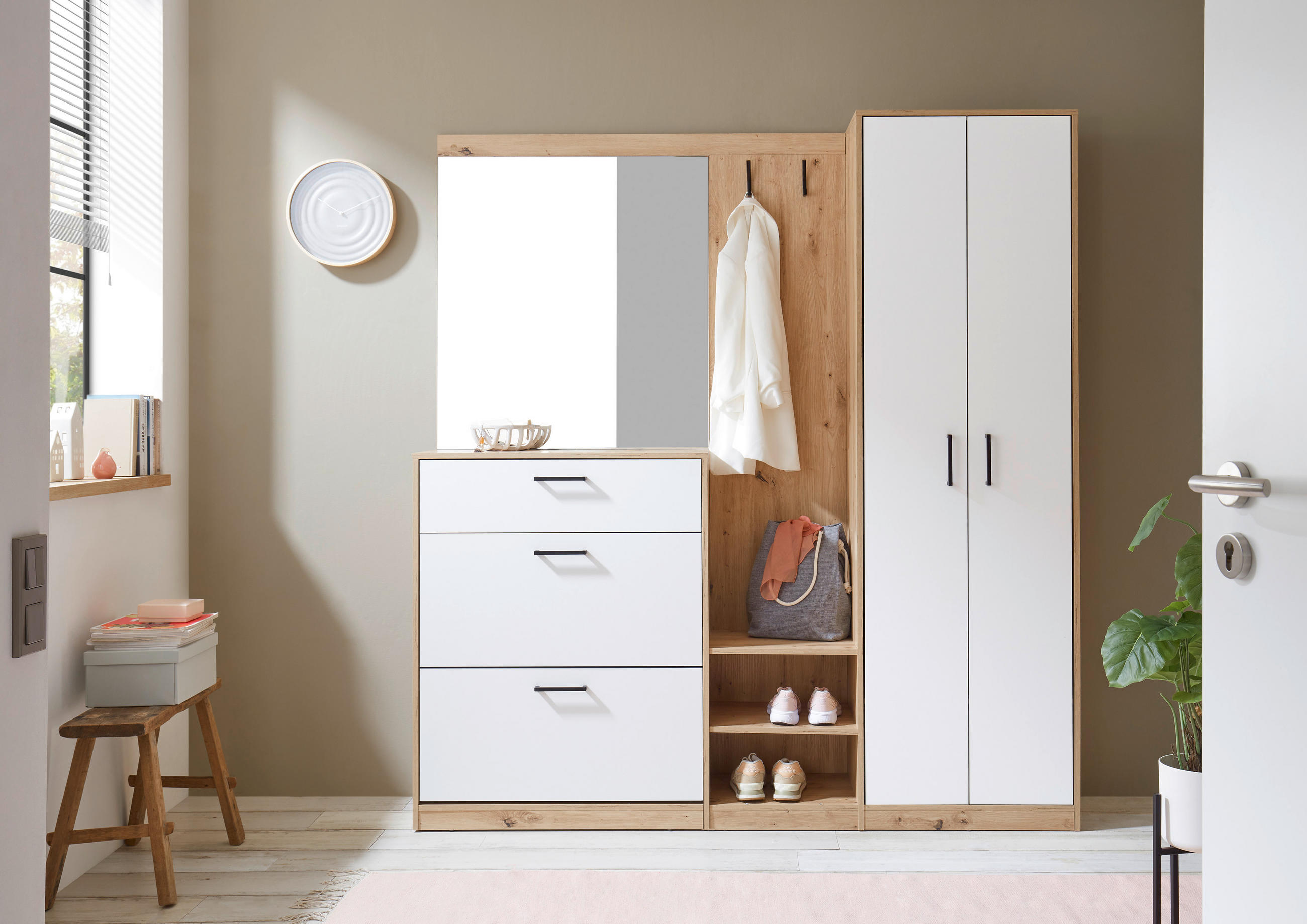 GARDEROBE  in 180/195/38 cm  - Weiß/Eiche Artisan, Basics, Holzwerkstoff (180/195/38cm) - Xora