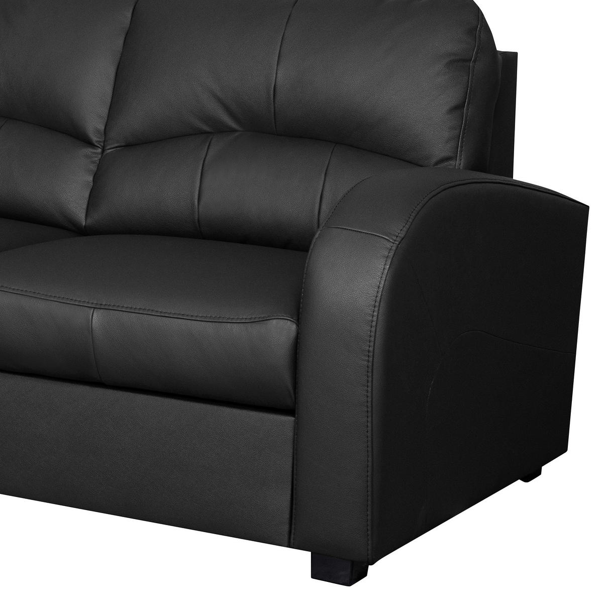 ECKSOFA in Lederlook Echtleder Schwarz  - Schwarz, Design, Leder/Kunststoff (168/227cm) - Livetastic