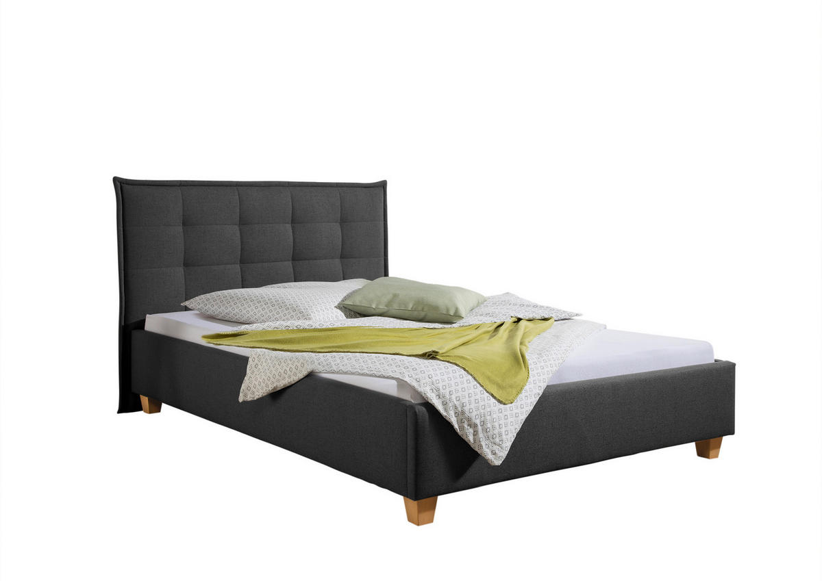 POLSTERBETT 100/200 cm,  in Anthrazit,  - Anthrazit/Naturfarben, MODERN, Holz/Textil (100/200cm) - Livetastic