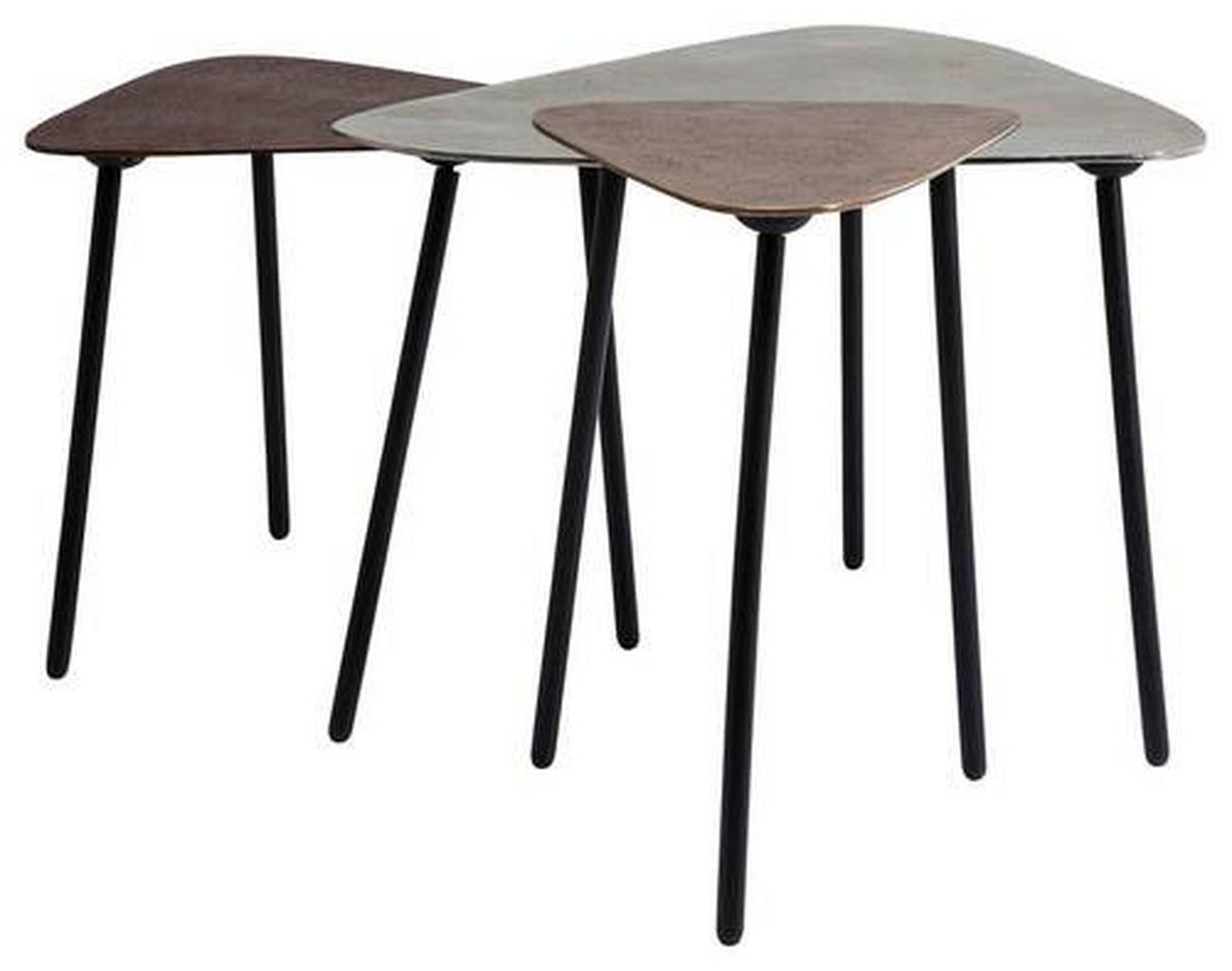 BEISTELLTISCHSET in Metall 62/57/50 cm  - Silberfarben/Schwarz, Trend, Metall (62/57/50cm) - Kare-Design