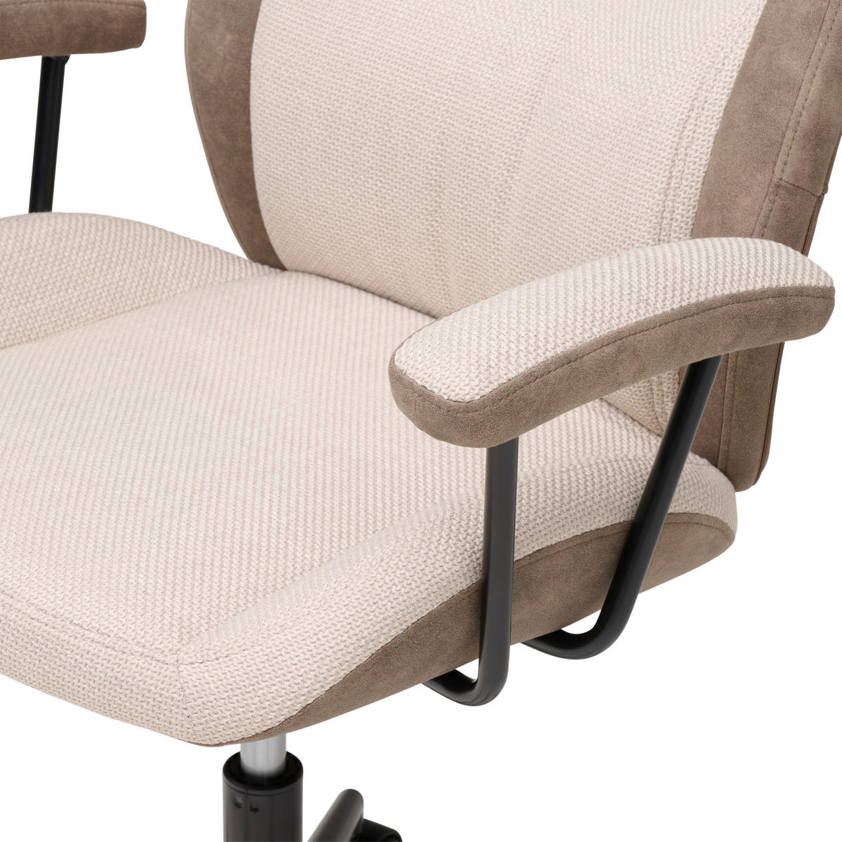 OTOČNÁ STOLIČKA, tkaná textília, béžová - čierna/béžová, Modern, kov/textil (64/103-113/66cm) - MID.YOU