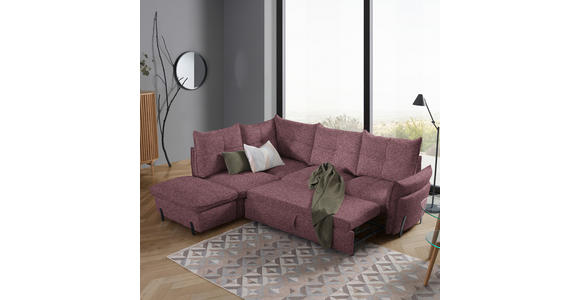 ECKSOFA in Bouclé Altrosa  - Schwarz/Altrosa, Design, Textil/Metall (220/250cm) - Xora