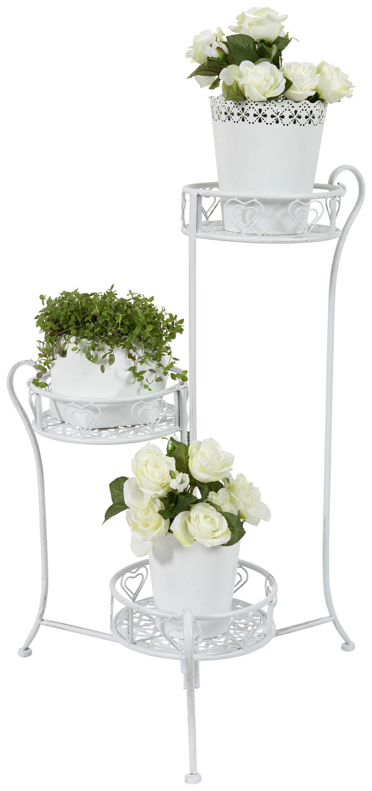 STOJAN NA KVĚTINY, bílá - bílá, Trend, kov (23/64/23cm) - Ambia Home