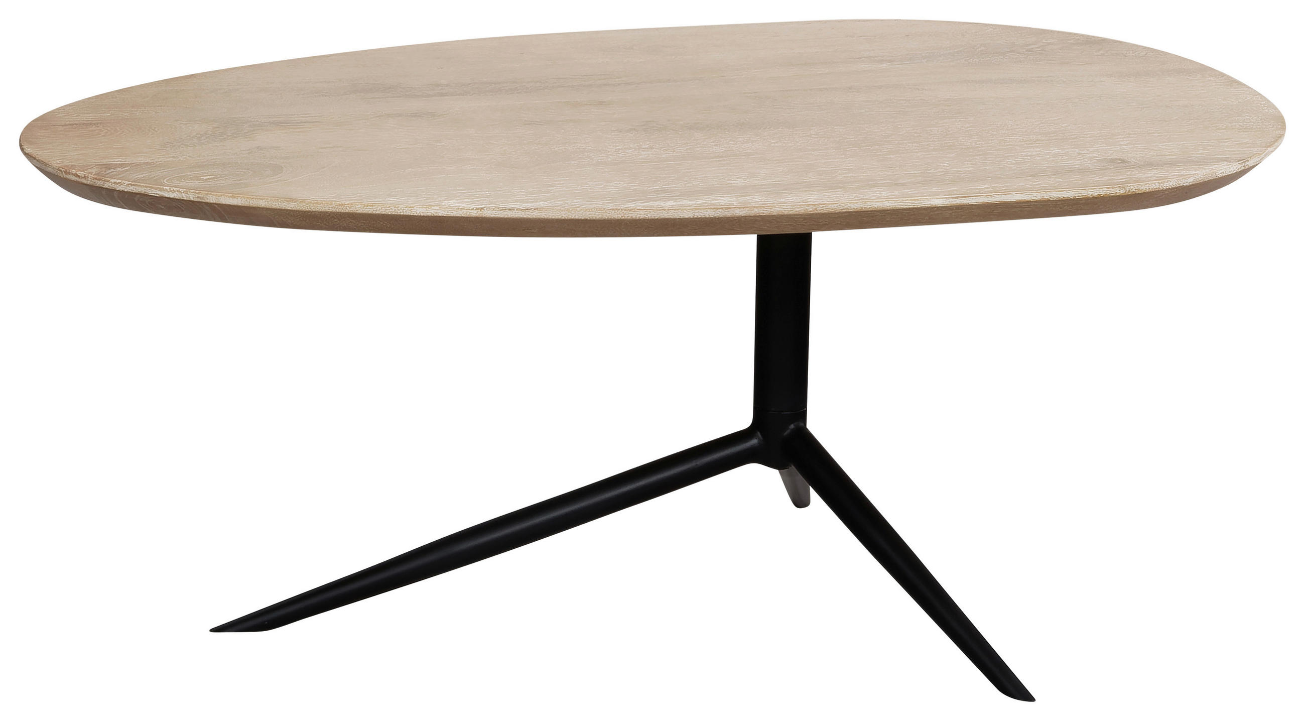 COUCHTISCH Mangoholz massiv 86,5/49/36 cm oval Hellbraun  - Hellbraun/Schwarz, Design, Holz/Metall (86,5/49/36cm) - MID.YOU