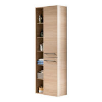 HOCHSCHRANK 50/168/33 cm  - Eichefarben/Schwarz, Natur, Holzwerkstoff/Metall (50/168/33cm) - Sadena