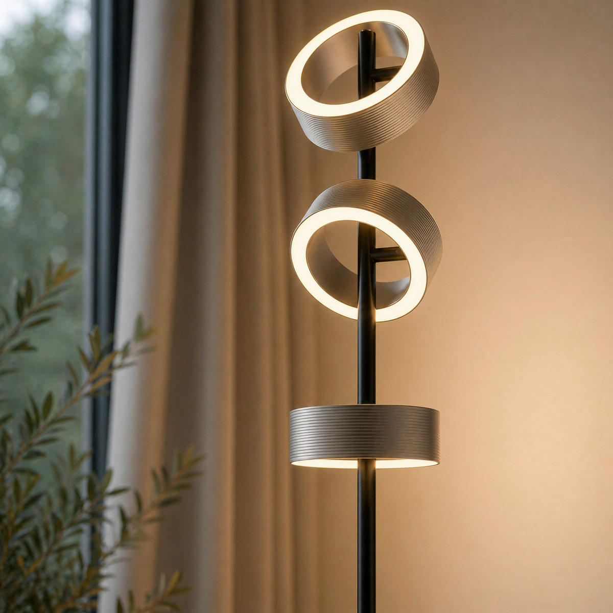 LED-STEHLEUCHTE - Schwarz/Braun, Design, Kunststoff/Metall (15/150cm) - Brilliant