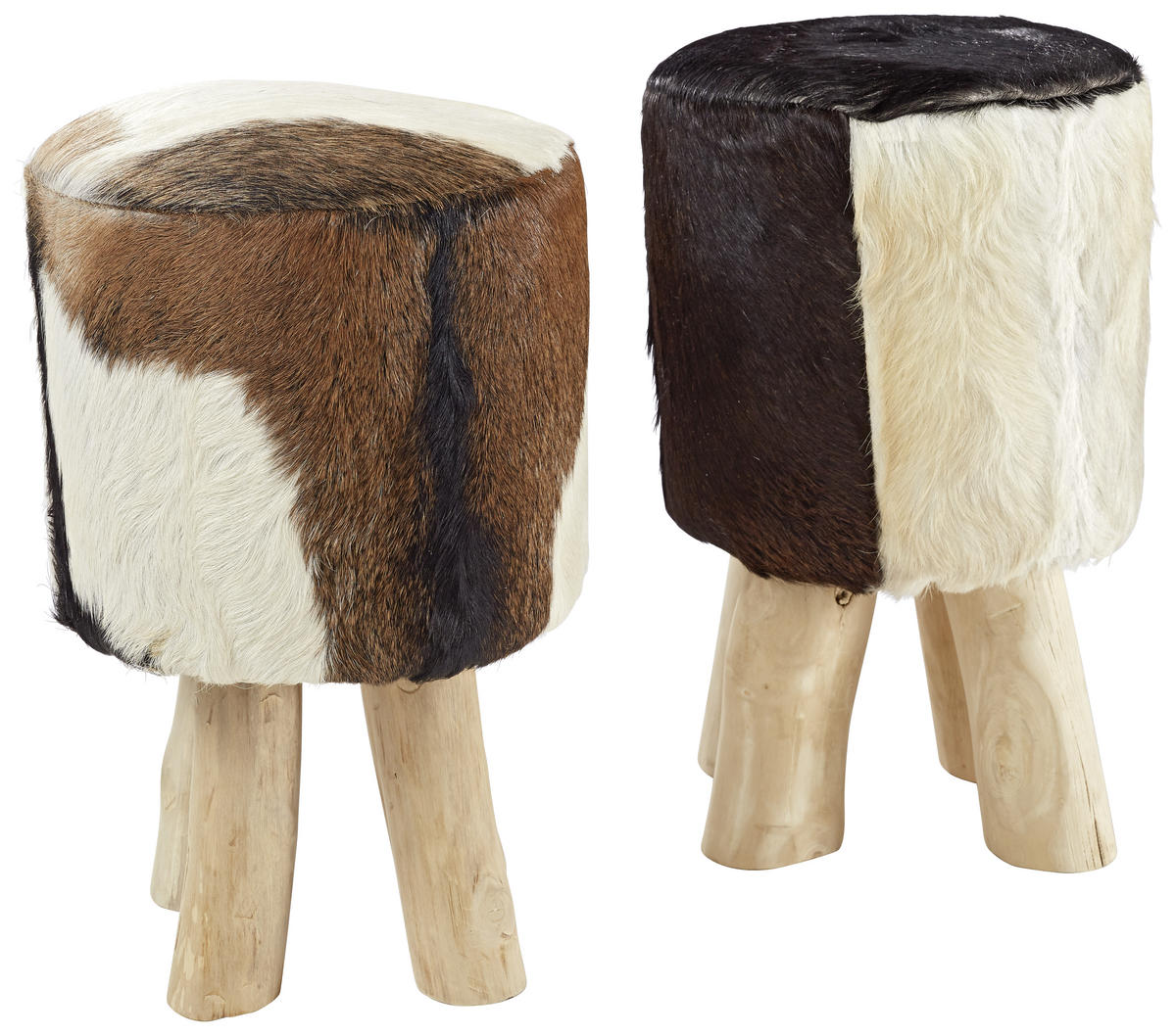 HOCKER Echtleder Teakholz Braun, Naturfarben, Weiß  - Naturfarben/Braun, LIFESTYLE, Leder/Holz (32/50/32cm) - Landscape