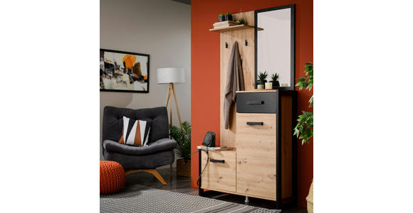 GARDEROBE  in 89,7/190,5/33,2 cm  - Schwarz/Eiche Artisan, MODERN, Holzwerkstoff (89,7/190,5/33,2cm) - Carryhome