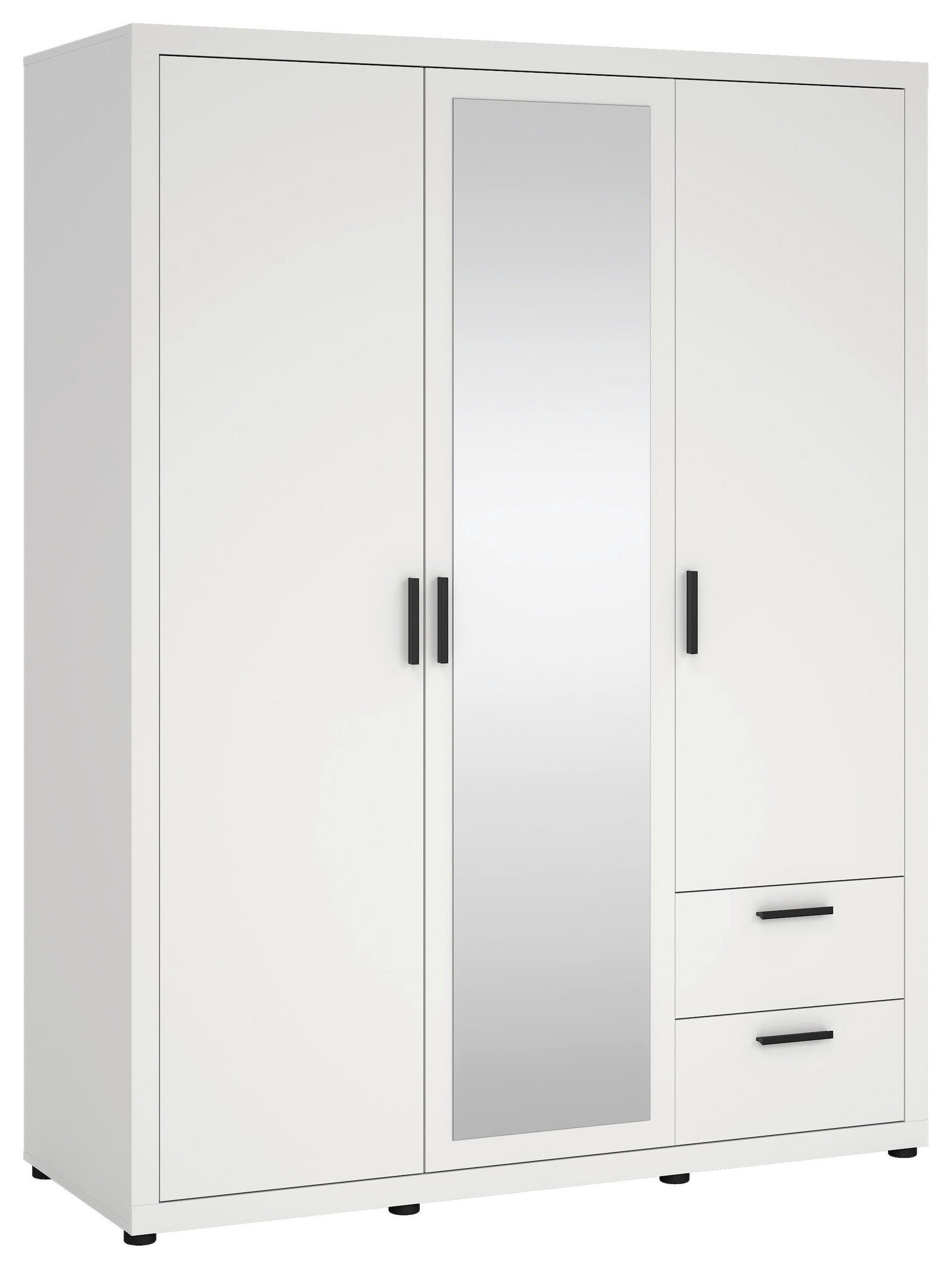 DREHTÜRENSCHRANK 153,6/200,9/59,8 cm Weiß  - Schwarz/Weiß, MODERN, Holzwerkstoff/Metall (153,6/200,9/59,8cm) - MID.YOU