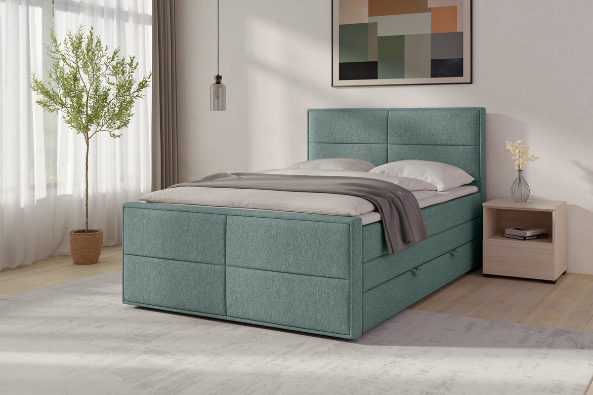 BOXSPRINGBETT 140/200 cm  in Blau  - Blau, Modern, Holz/Kunststoff (140/200cm) - MID.YOU