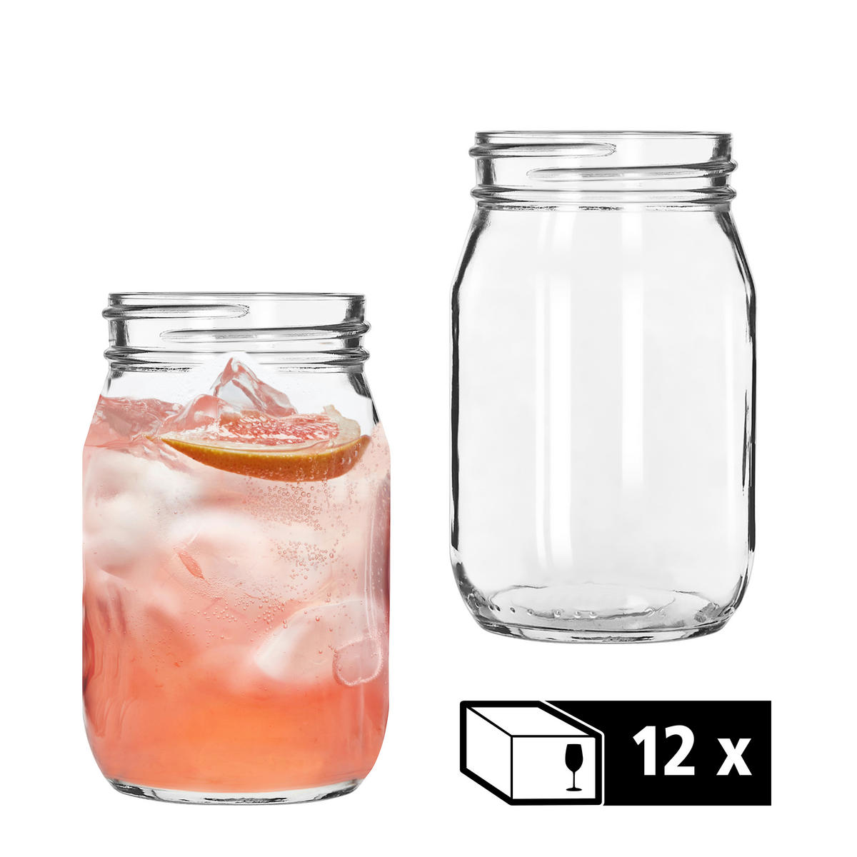 GLÄSERSET DRINKING JARS  12-teilig  - Klar, Basics, Glas (8/13cm)