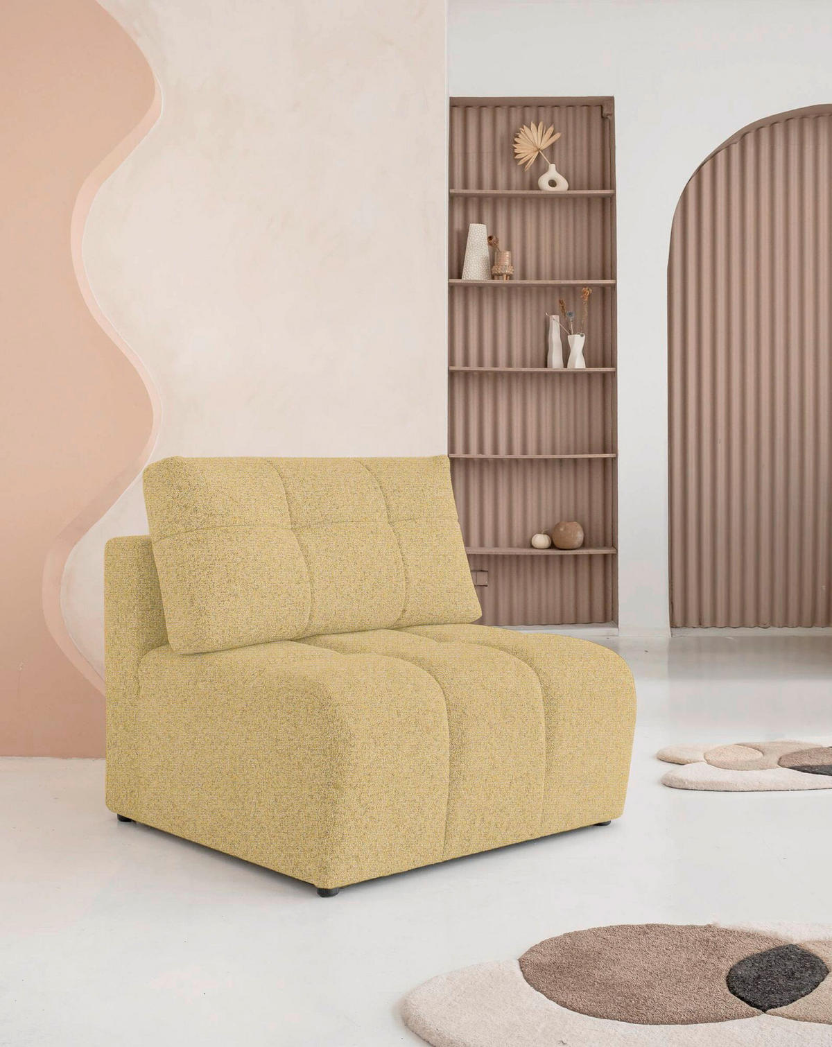 SOFAELEMENT  in Gelb  - Gelb/Schwarz, Design, Textil (96/94/96cm) - MID.YOU