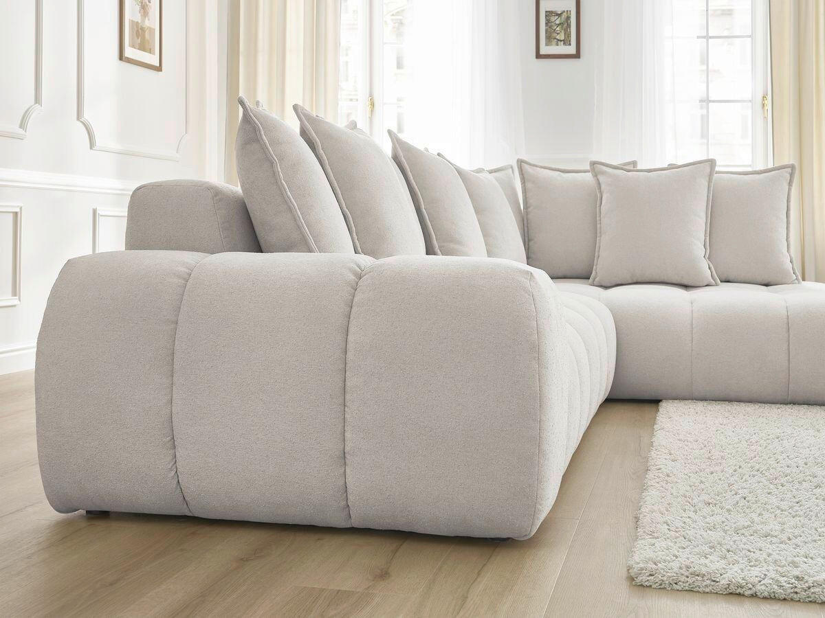 ECKSOFA Ottomane rechts  EVEREST Beige Struktur  - Beige/Schwarz, MODERN, Kunststoff/Textil (352/210cm)