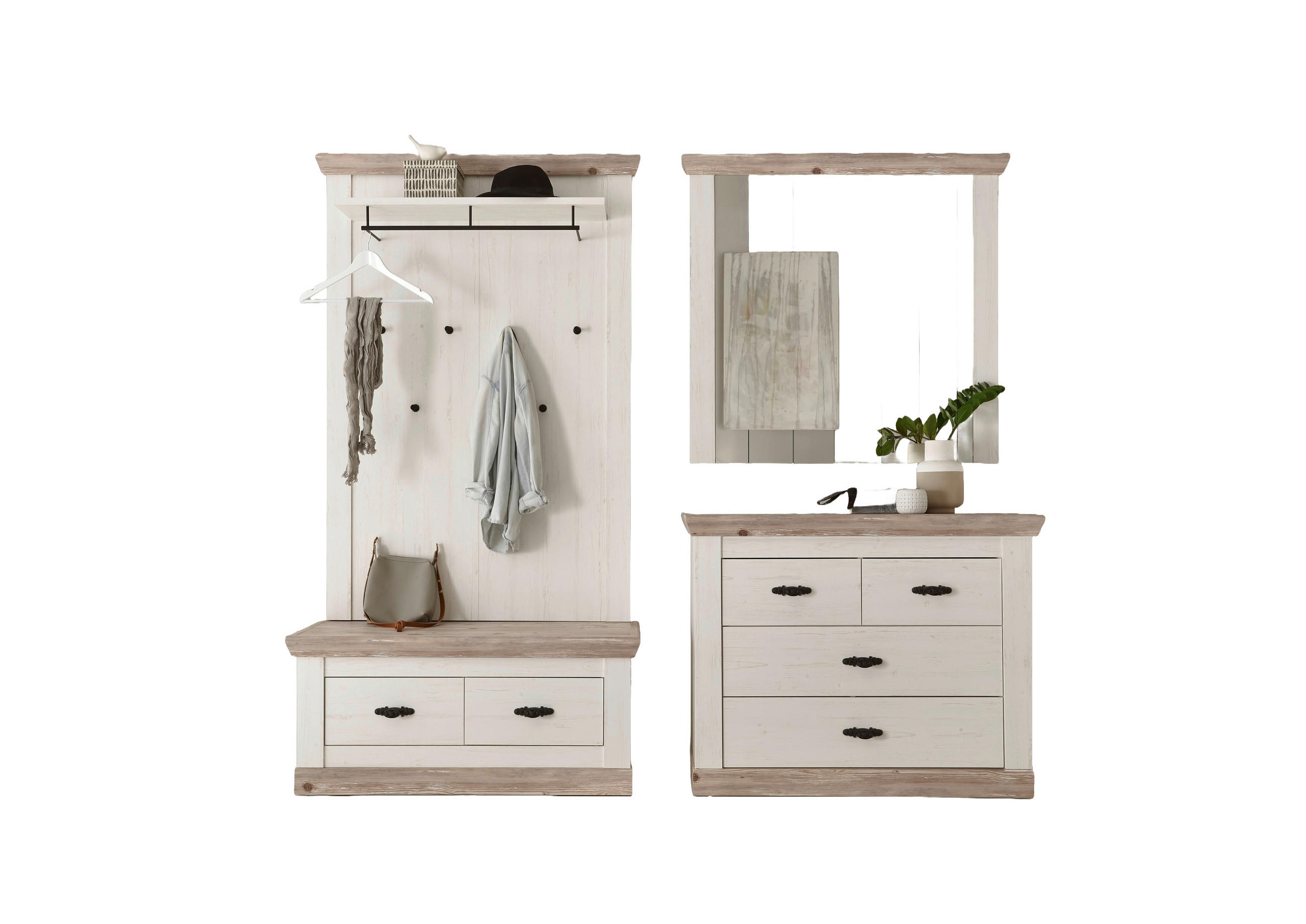 GARDEROBE 4-teilig  in 224/201/45 cm  - Hellbraun/Pinienfarben, Design, Holzwerkstoff (224/201/45cm) - MID.YOU