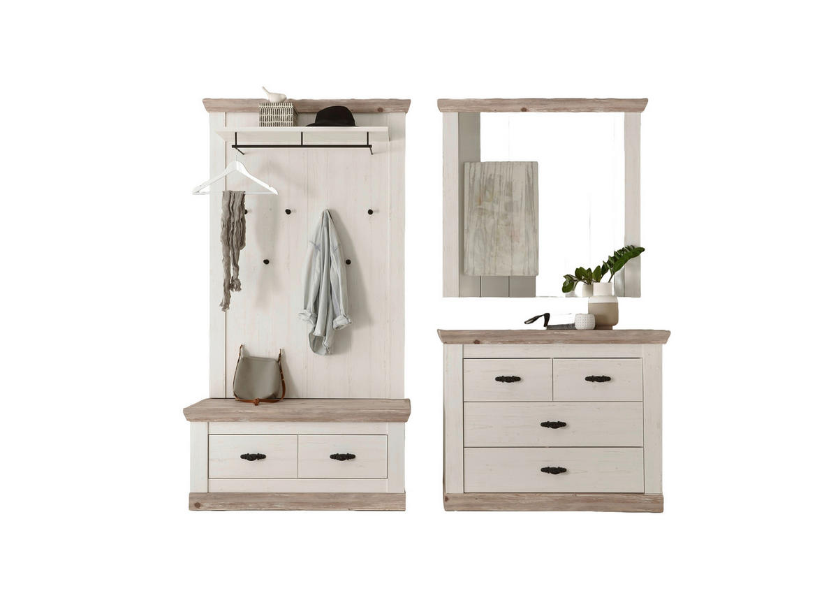 GARDEROBE 4-teilig  in 224/201/45 cm  - Hellbraun/Pinienfarben, Design, Holzwerkstoff (224/201/45cm) - MID.YOU