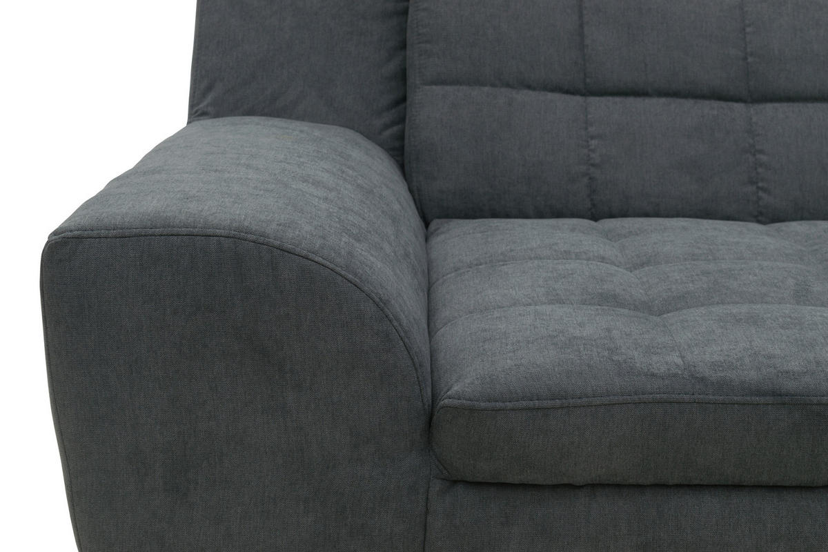 ECKSOFA MORTON Dunkelgrau Mikrofaser  - Chromfarben/Dunkelgrau, MODERN, Textil/Metall (304/200/84cm) - MID.YOU