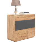 KOMMODE in 98/89/42 cm - Eichefarben/Anthrazit, Design, Glas/Holz (98/89/42cm) - Waldwelt