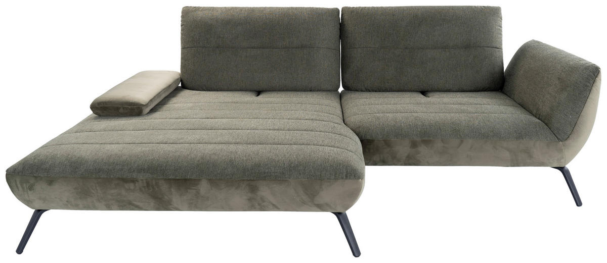 ECKSOFA in Webstoff Olivgrün  - Schwarz/Olivgrün, Konventionell, Textil/Metall (191/273cm) - Carryhome