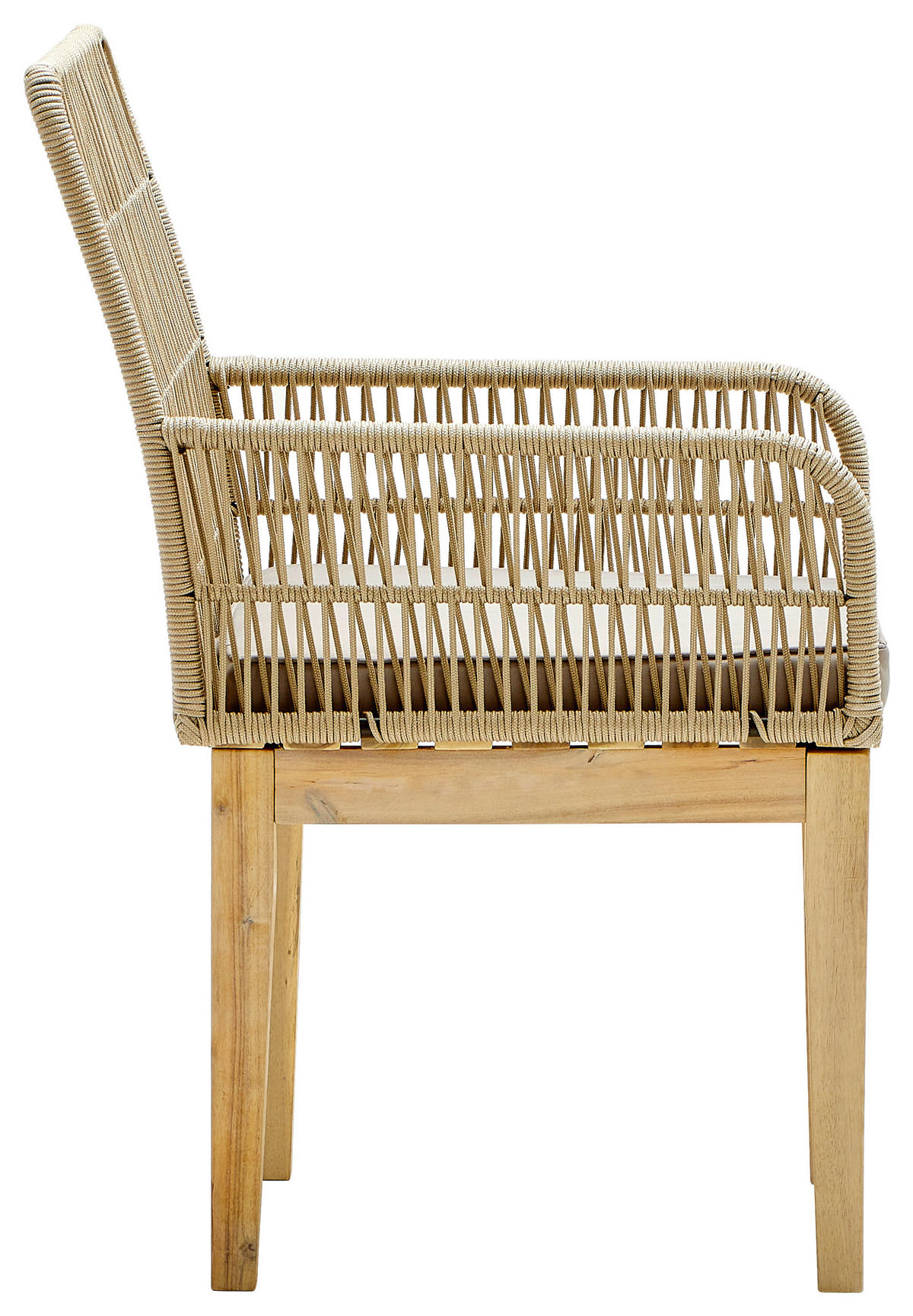SCAUN DE GRĂDINĂ in lemn, plastic, textil gri deschis, maro deschis, culoare lemn tec  - gri deschis/maro deschis, Modern, plastic/lemn (58/92/67cm) - Ambia Garden