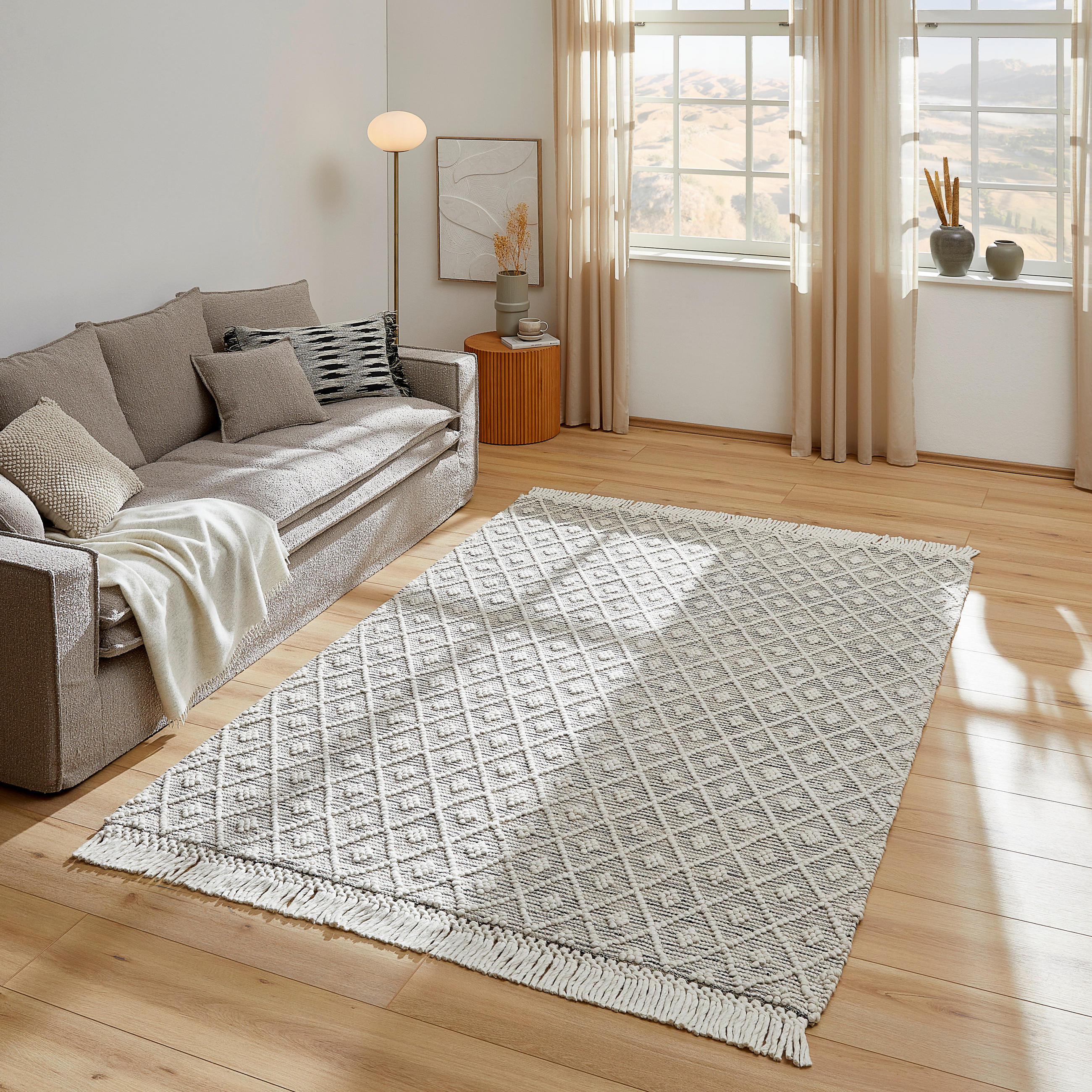 RUČNĚ TKANÝ KOBEREC, 130/190 cm, šedá - šedá, Natur, textil (130/190cm) - Linea Natura
