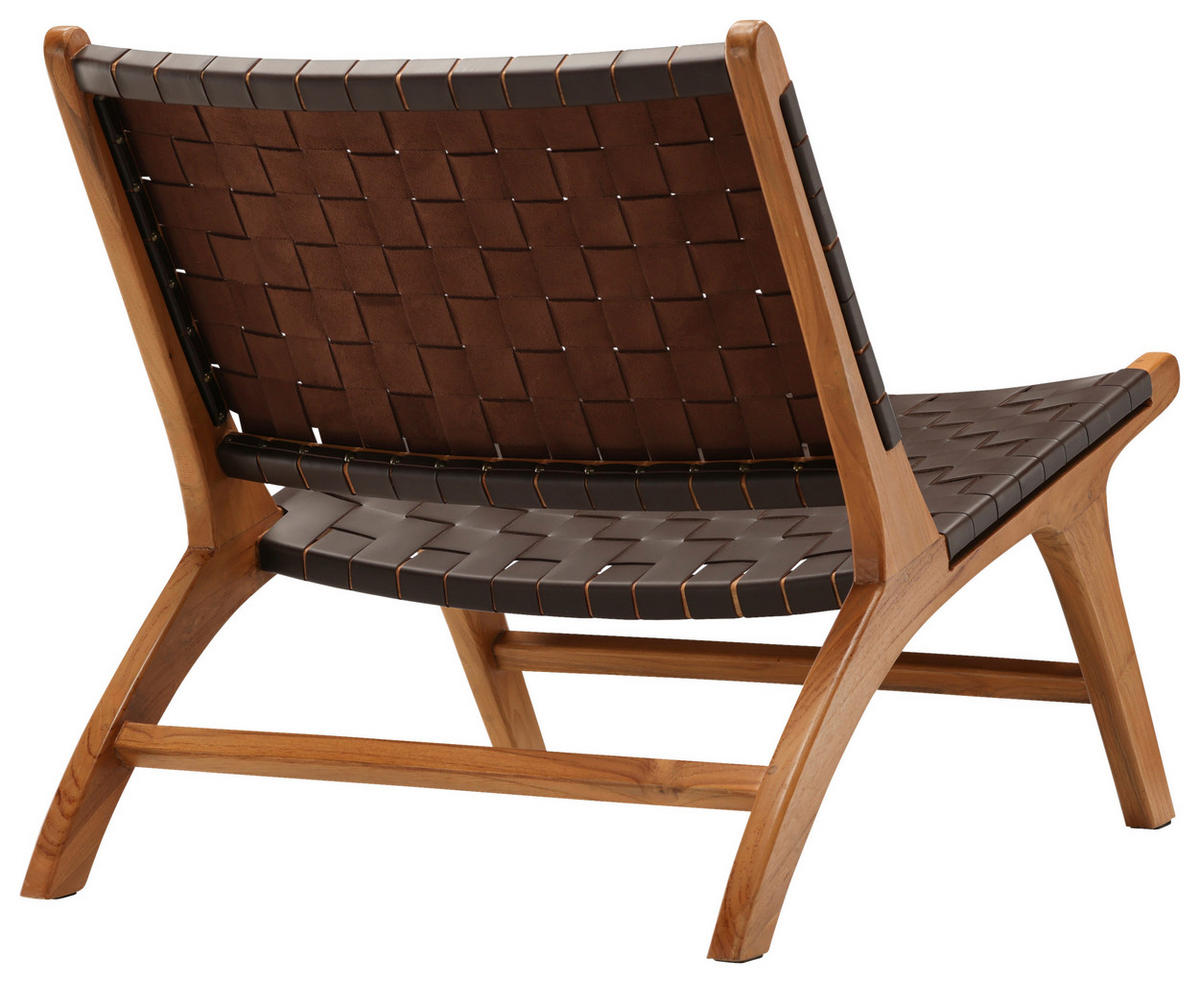 SESSEL in Lederlook (vegan) Braun  - Braun, Design, Holz/Textil (65/69/77cm) - Livetastic