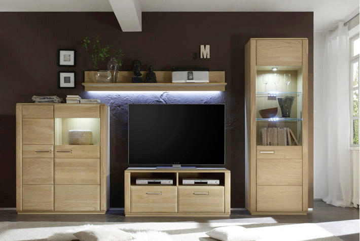 VITRINE in furniert, teilmassiv Eiche Eichefarben - Eichefarben/Silberfarben, Design, Glas/Holz (69/209/38cm) - Livetastic