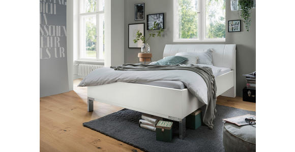 BETT 100/200 cm in Weiß - Chromfarben/Weiß, KONVENTIONELL, Holzwerkstoff/Textil (100/200cm) - Dieter Knoll