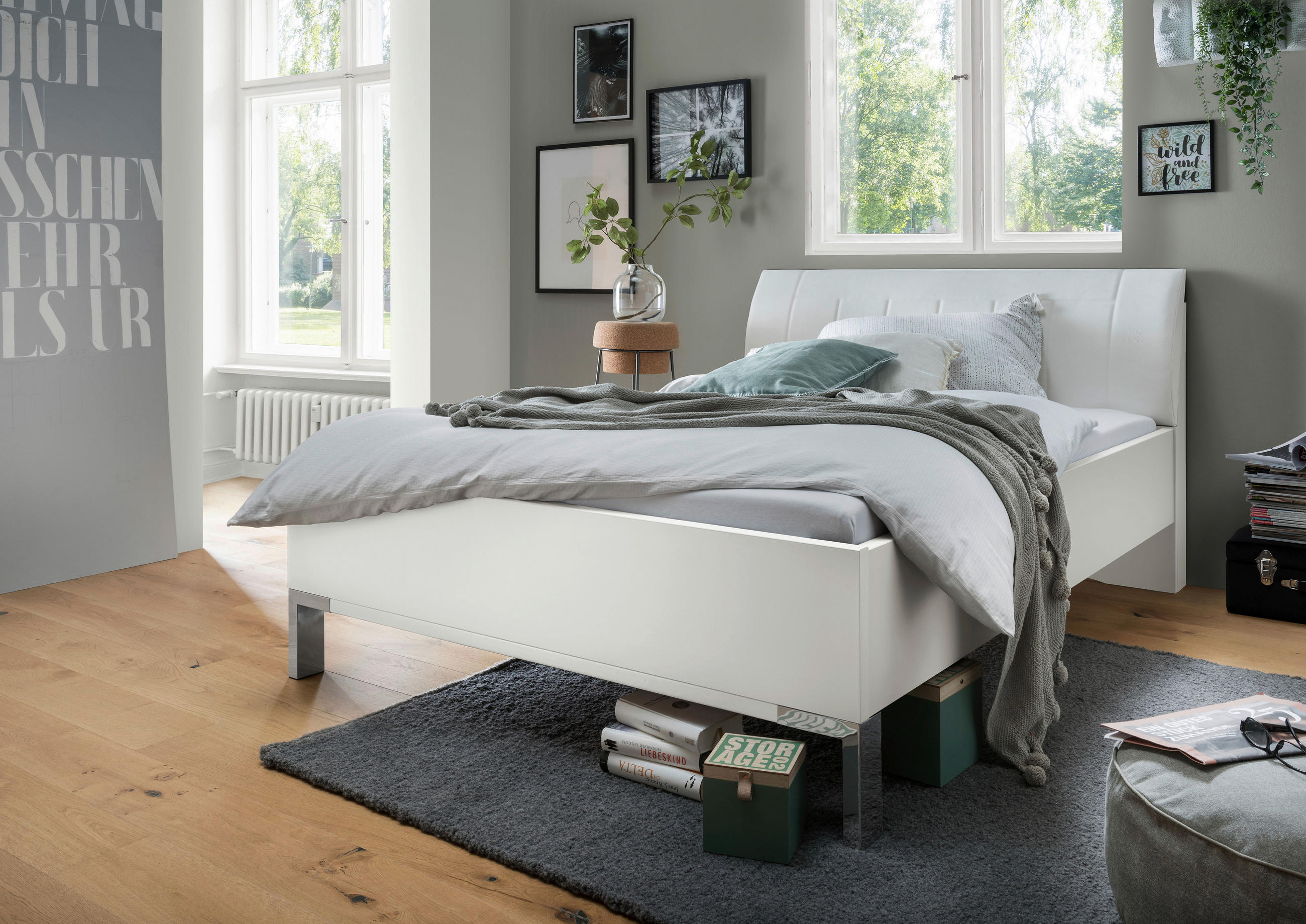 BETT 120/200 cm  in Weiß  - Chromfarben/Weiß, KONVENTIONELL, Textil/Metall (120/200cm) - Dieter Knoll