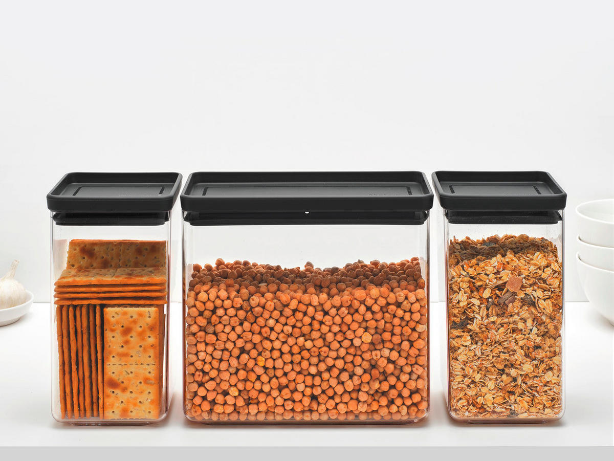 SET POSOD ZA SHRANJEVANJE  Tasty+  44,1/20,1/11,2 cm           - temno siva/prosojno, Basics, umetna masa (44,1/20,1/11,2cm) - Brabantia