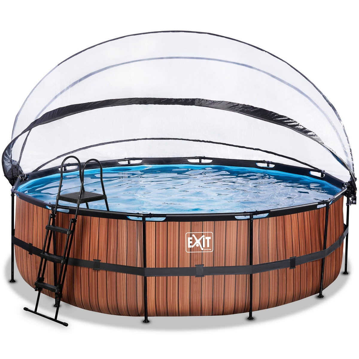 POOL SET WOOD 488/122 cm  - brun, Klassisk, metall (488/122cm) - EXIT Toys