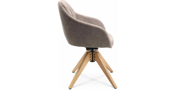 ARMLEHNSTUHL in Velours - Ecru/Eichefarben, Design, Holz/Textil (58/82,5-85,2/60cm) - Johann Jakob