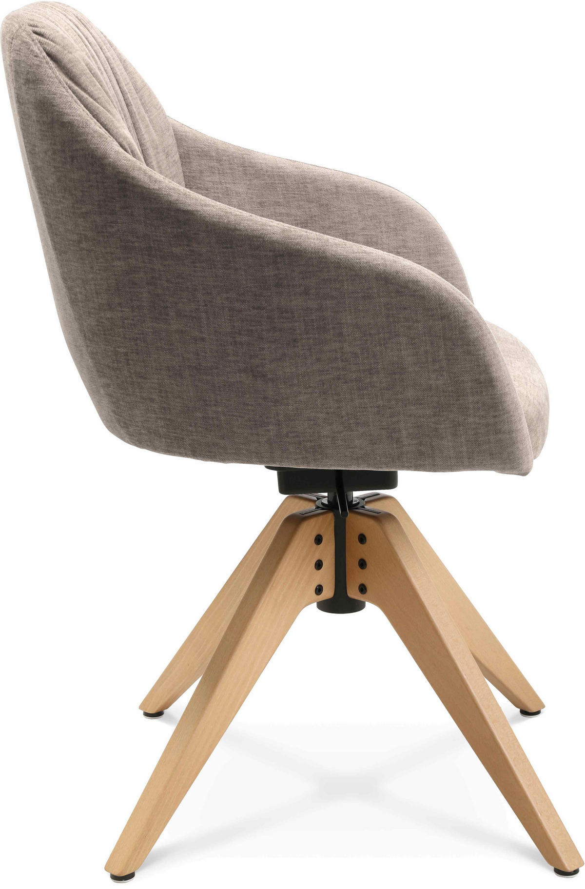 ARMLEHNSTUHL  in Velours  - Ecru/Eichefarben, Design, Holz/Textil (58/82,5-85,2/60cm) - Johann Jakob