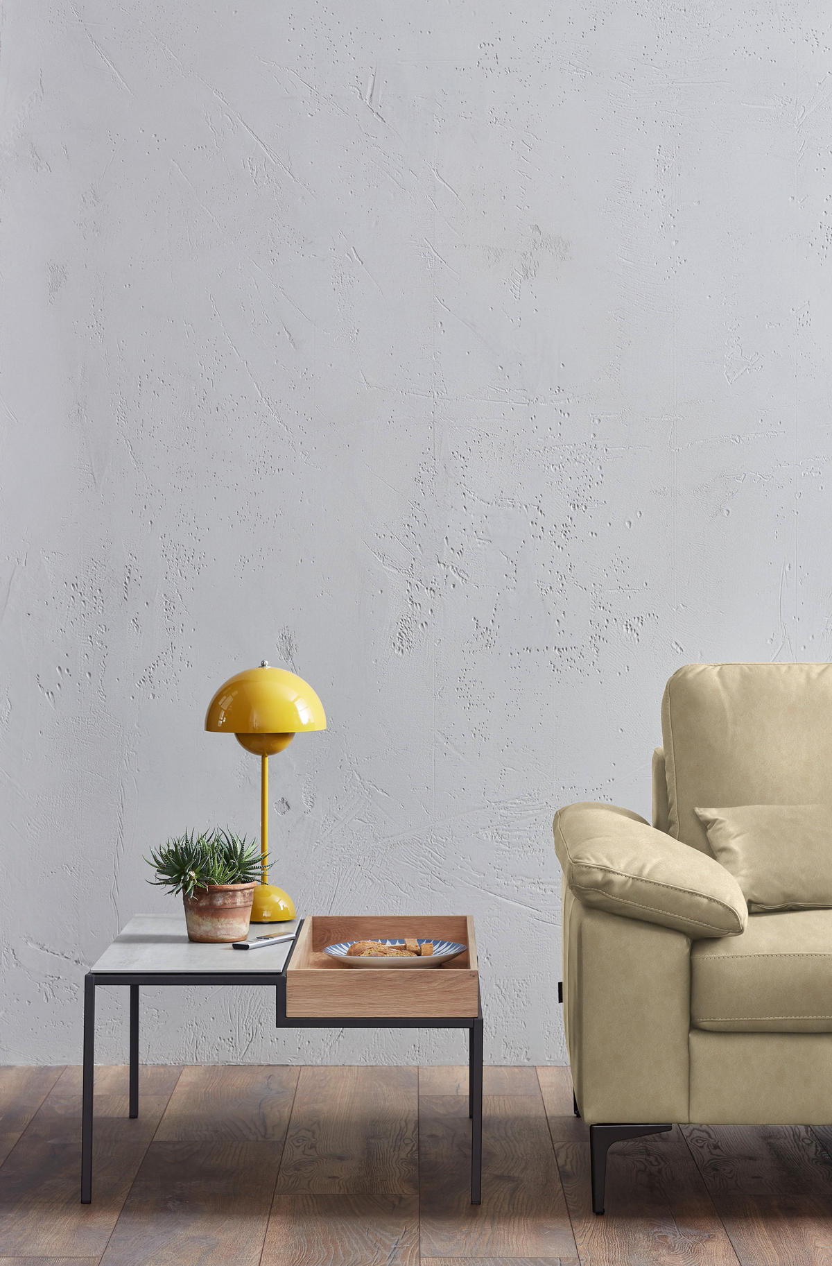 3-SITZER-SOFA  in Echtleder Beige   - Beige/Schwarz, Design, Leder/Metall (224/86/97cm) - Schöner Wohnen