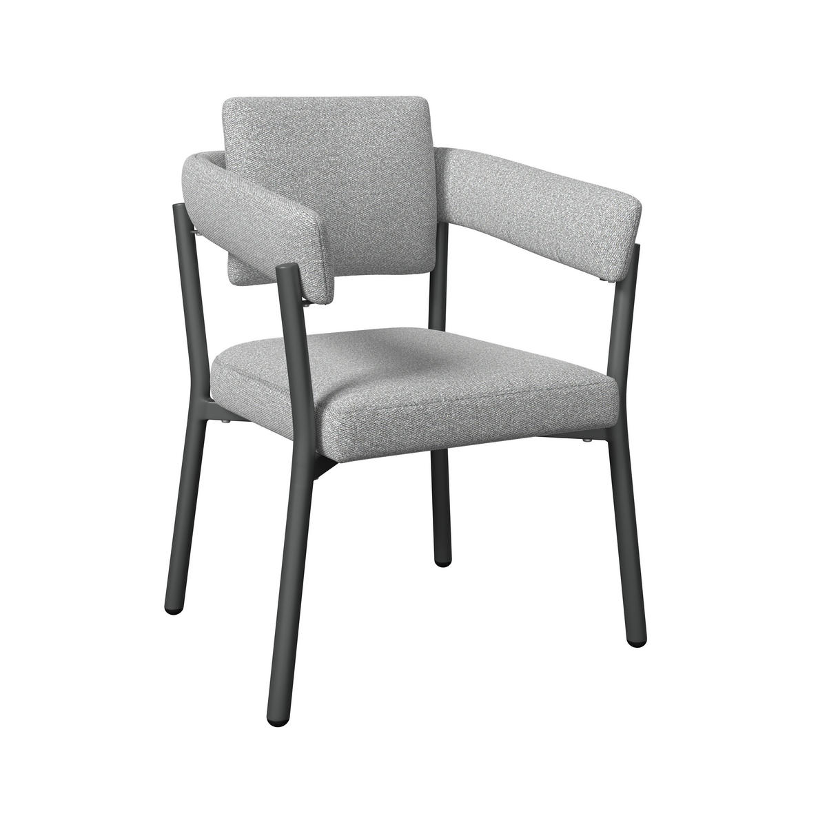 GARTENSTUHL Metall, Textil Anthrazit, Hellgrau  - Anthrazit/Hellgrau, MODERN, Textil/Metall (65/77/61cm) - Ambia Garden