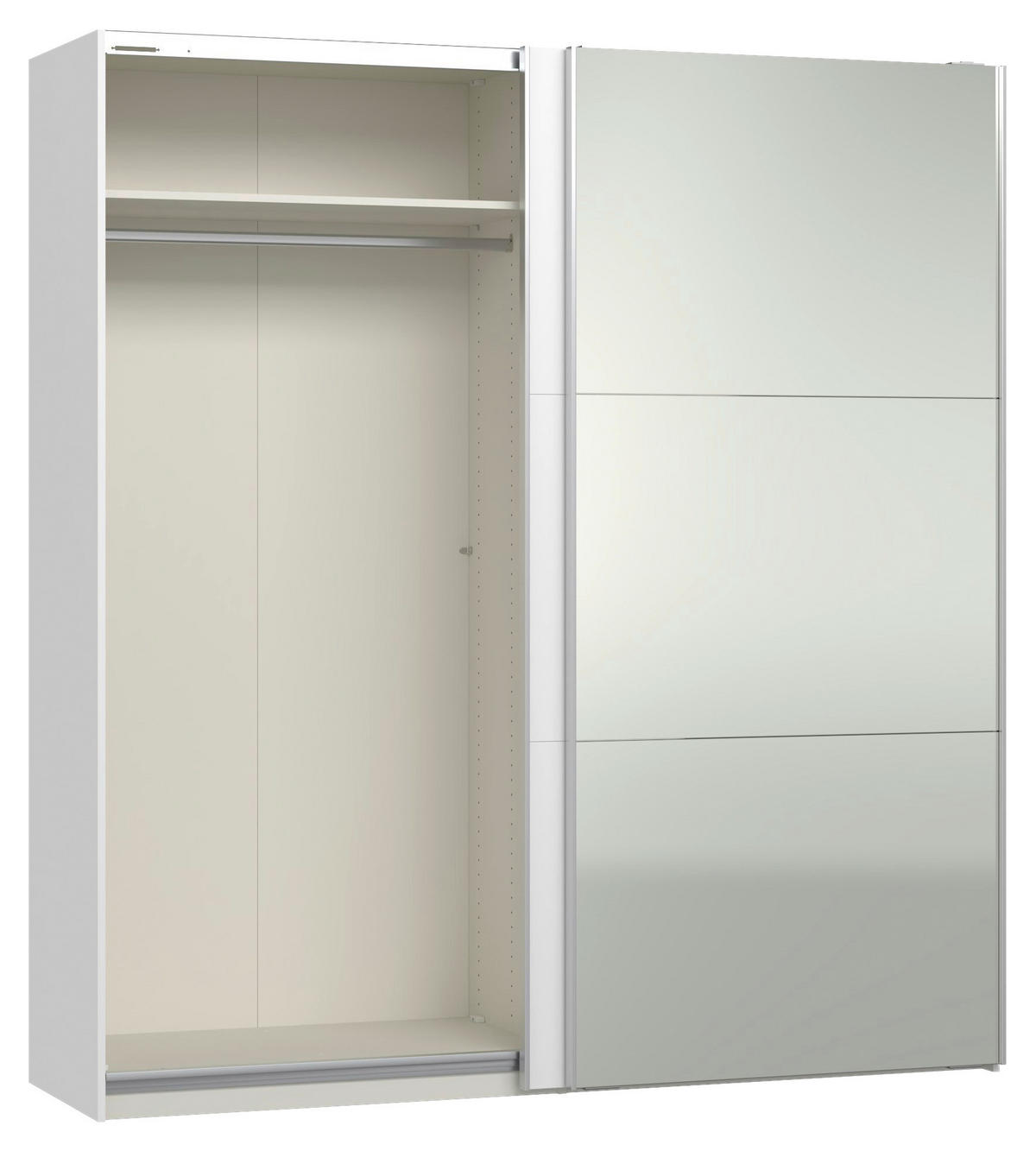 SCHWEBETÜRENSCHRANK Weiss  - Weiss/Silberfarben, Design, Glas/Holzwerkstoff (202/220/65cm) - Jutzler