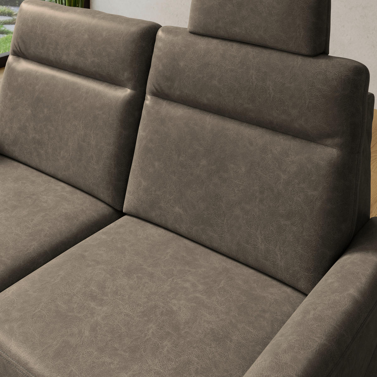 2,5-SITZER Mikrofaser Graubraun  - Graubraun/Schwarz, Konventionell, Kunststoff/Textil (170/99/91cm) - Elegando