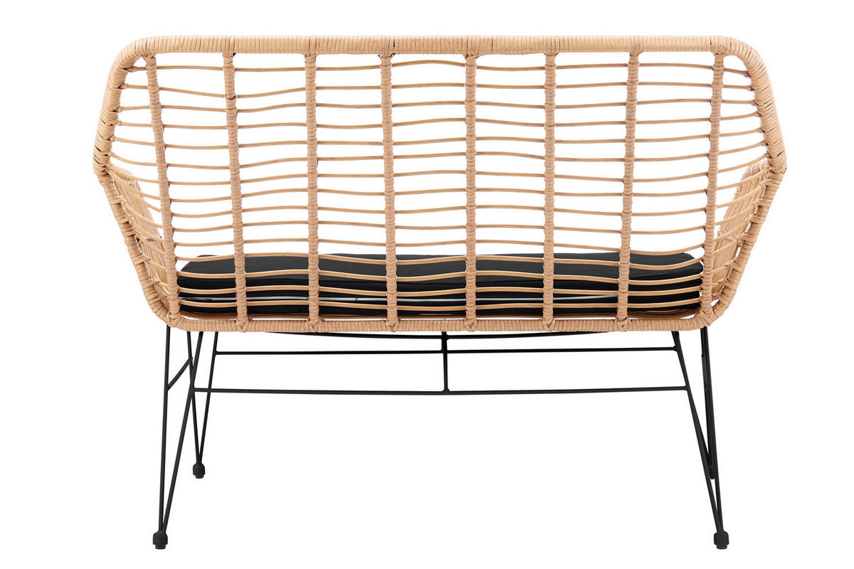 SITZBANK in Metall, Kunststoff Naturfarben, Schwarz  - Schwarz/Naturfarben, MODERN, Kunststoff/Metall (120/85/69cm) - Livetastic