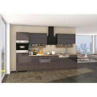 KÜCHENLEERBLOCK 330 cm   in Grau, Sonoma Eiche, Grau Hochglanz  - Grau Hochglanz/Alufarben, MODERN, Holzwerkstoff/Metall (330cm) - Held