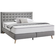 POSTEL BOXSPRING, 160 cm x 200 cm, textilie, světle šedá - světle šedá/přírodní barvy, Design, dřevo/textilie (160/200cm) - Carryhome