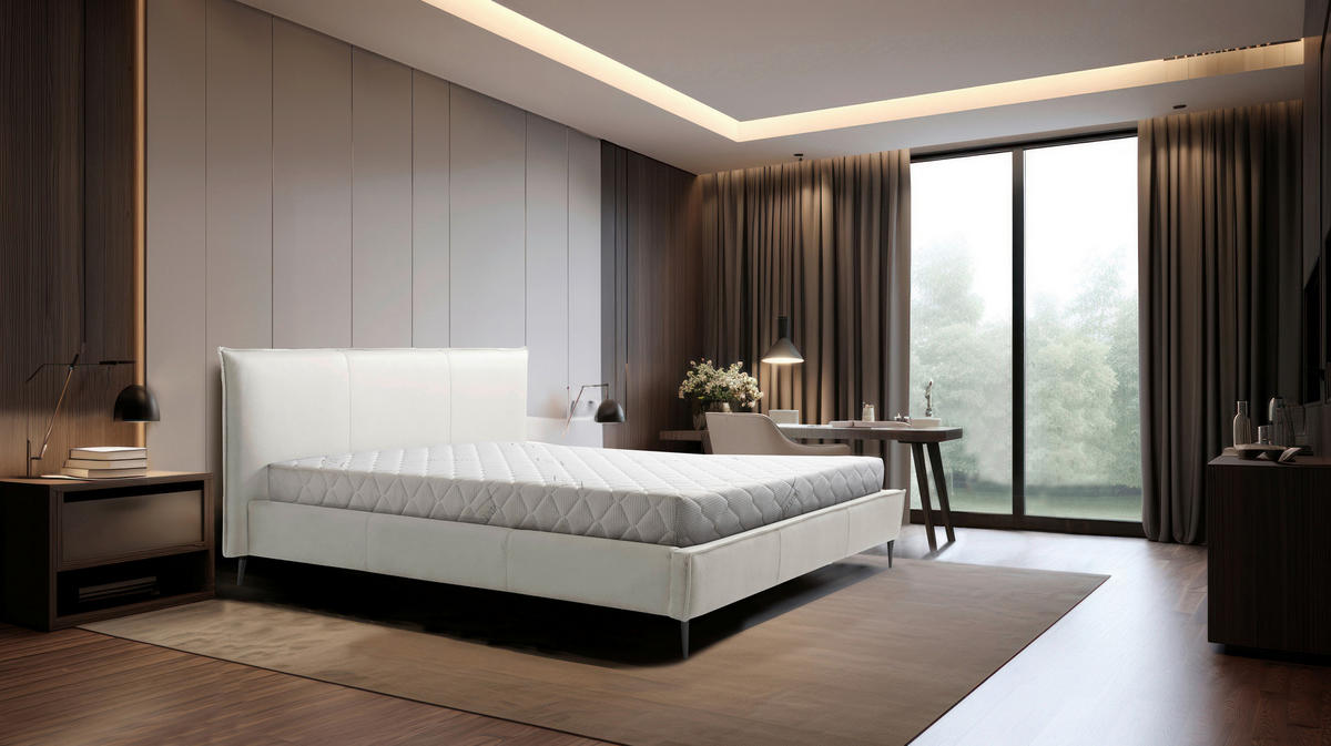 POLSTERBETT 160/200 cm,  in Weiß, gepolstertes Kopfteil, Lattenrost, Bettkasten,  - Schwarzchrom/Weiß, KONVENTIONELL, Leder/Holz (160/200cm) - Esposa