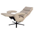 RELAXSESSEL Echtleder Kopfteilverstellung    - Ecru/Schwarz, Design, Leder/Metall (80/120/90cm) - Cantus