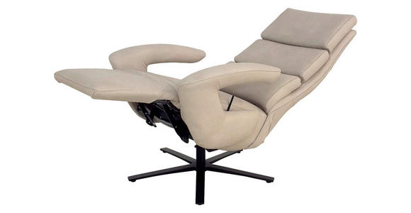 RELAXSESSEL Echtleder Kopfteilverstellung    - Ecru/Schwarz, Design, Leder/Metall (80/120/90cm) - Cantus
