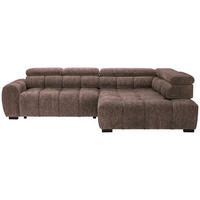 ECKSOFA inkl. Funktionen in Webstoff Braun  - Schwarz/Braun, Modern, Kunststoff/Textil (297/205cm) - Welnova
